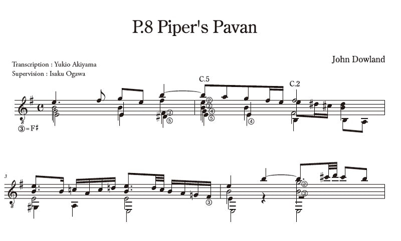 現代ギター | 【楽譜】ギターのためのジョン・ダウランド・リュート曲集5.〜パヴァン集〜／秋山幸生(移曲)、小川伊作(監修)
